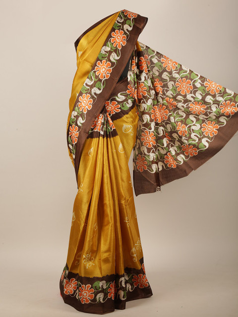 

Pothys Mustard & Brown Saree