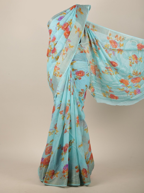 

Pothys Blue & Red Floral Saree