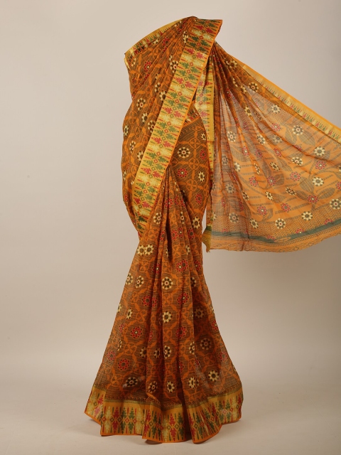 

Pothys Mustard & Green Floral Saree