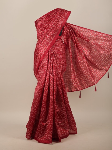 

Pothys Maroon & Cream-Coloured Bandhani Saree