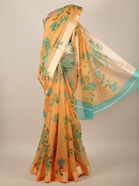 

Pothys Orange & Green Floral Saree