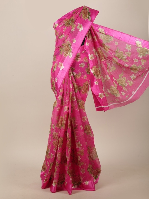 

Pothys Pink & Brown Floral Saree