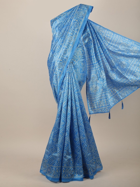 

Pothys Blue & White Bandhani Saree