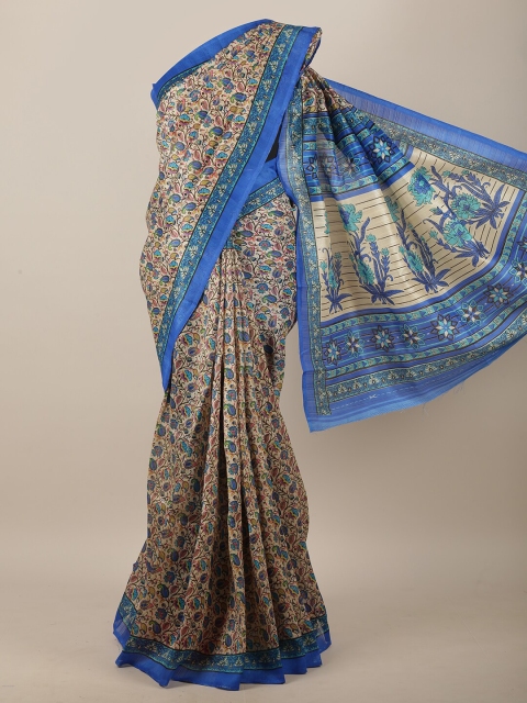 

Pothys Cream-Coloured & Red Paisley Saree