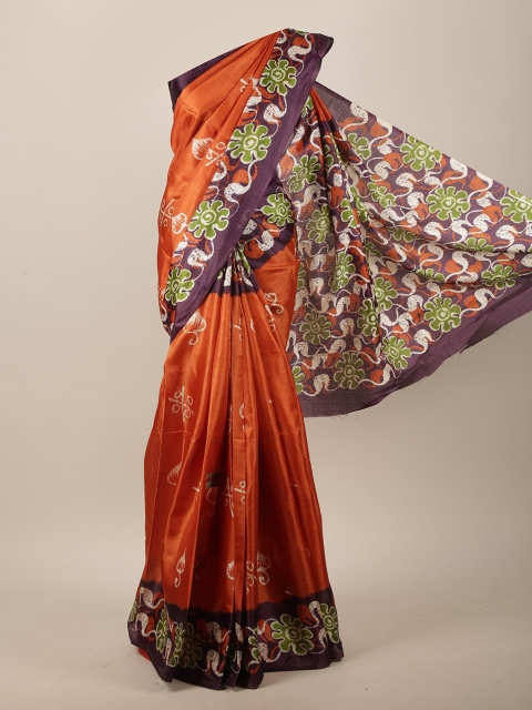 

Pothys Orange & White Saree