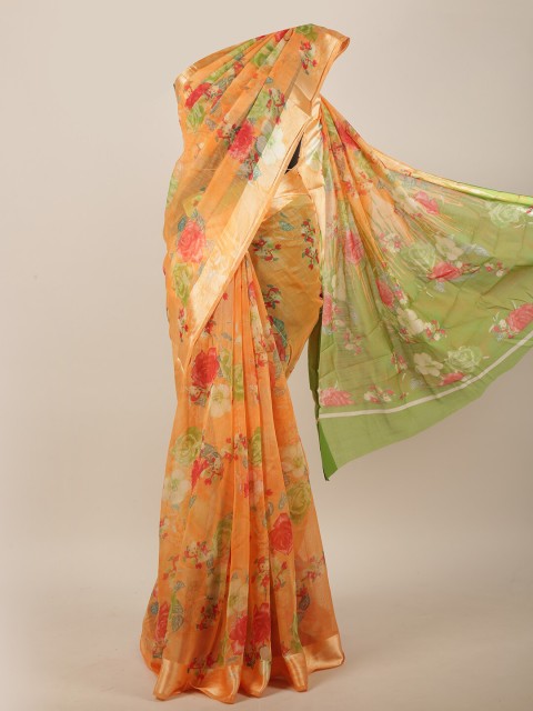 

Pothys Orange & Green Floral Saree