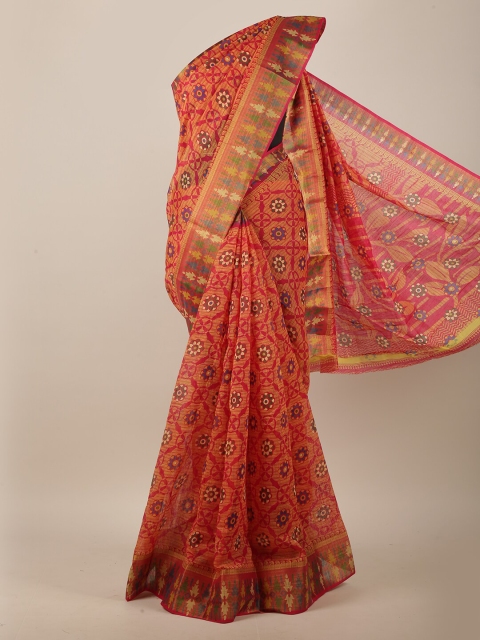 

Pothys Pink & Yellow Floral Saree