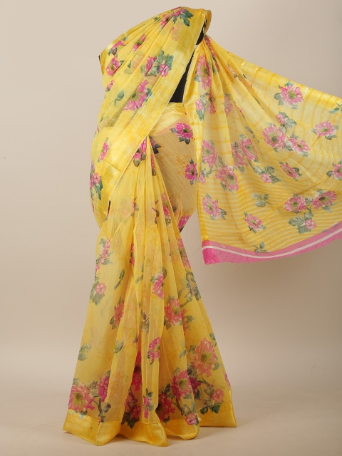 

Pothys Yellow & Green Floral Saree