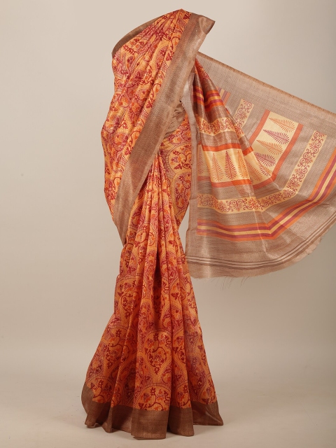 

Pothys Orange & Maroon Floral Saree