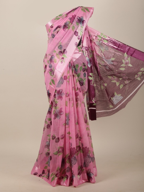 

Pothys Pink & Grey Floral Saree