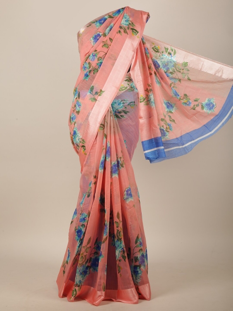 

Pothys Coral & Blue Floral Saree