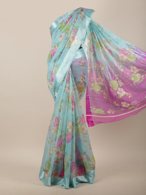 

Pothys Turquoise Blue & Green Floral Saree