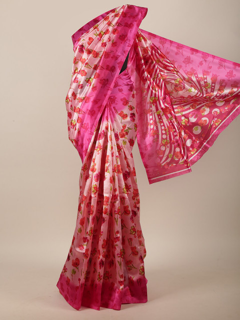 

Pothys Peach-Coloured & Pink Floral Saree