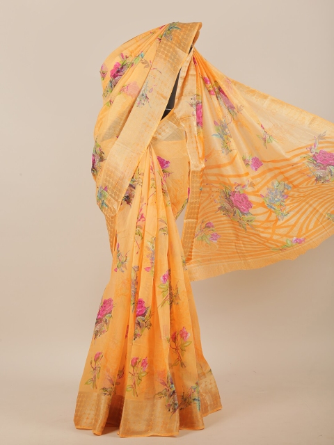 

Pothys Orange & Pink Floral Saree
