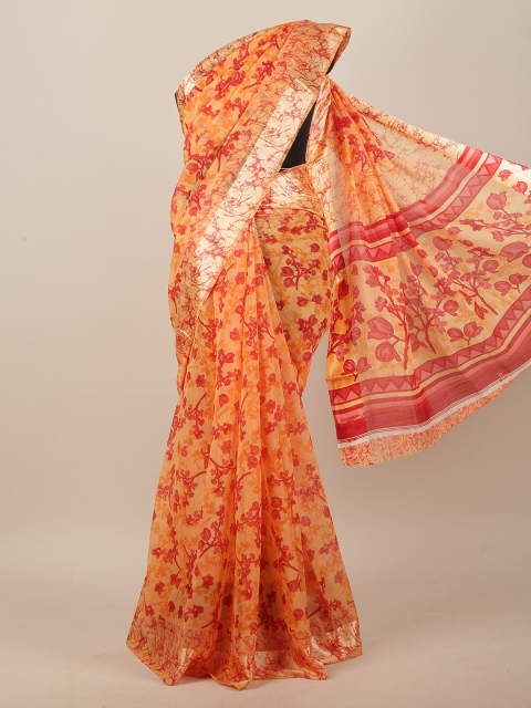

Pothys Orange & Red Floral Saree