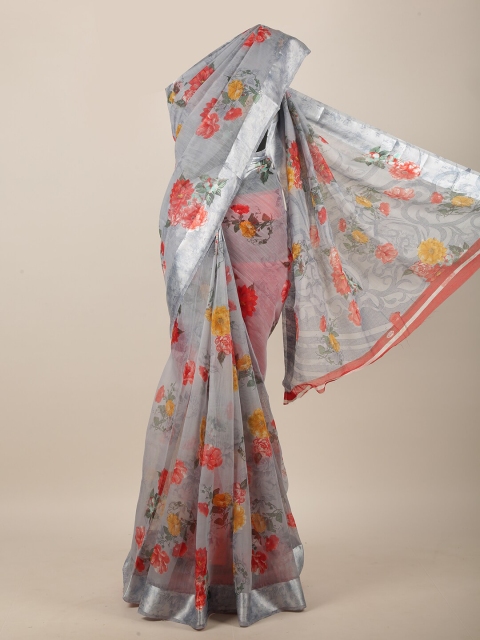 

Pothys Grey & Red Floral Saree