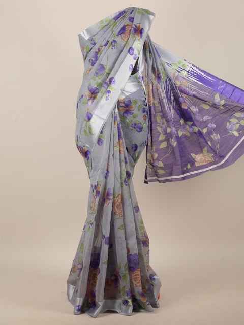 

Pothys Grey & Blue Floral Saree