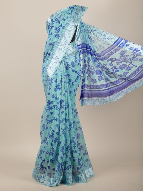 

Pothys Turquoise Blue & Blue Floral Saree