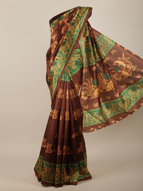 

Pothys Brown & Orange Ethnic Motifs Saree