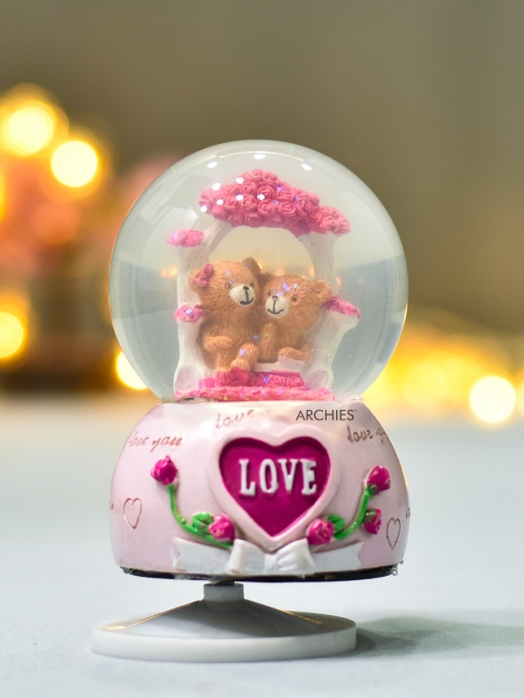 

Archies Pink Premium Romantic Teddy Bear Lovers Statue Showpiece