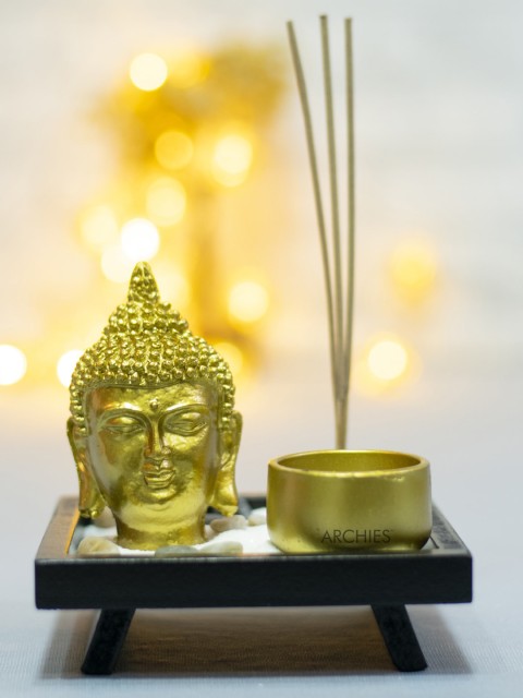 

Archies Gold-Toned Buddha Face Zen Candle Set