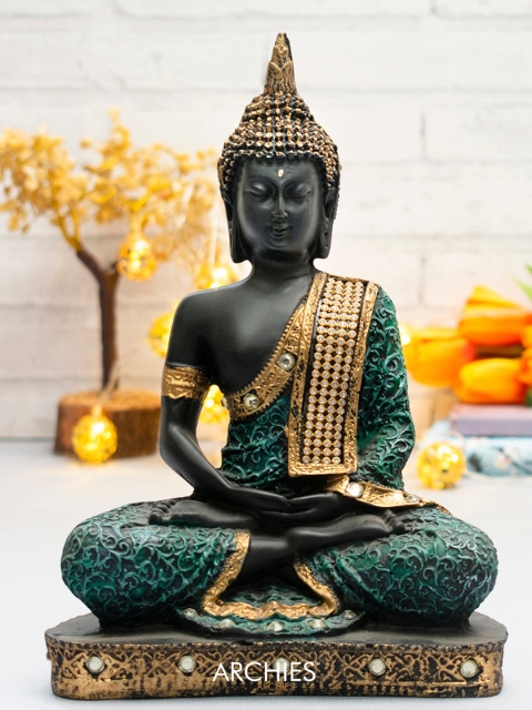 

Archies Black & Green Textured Buddha Idol Showpiece