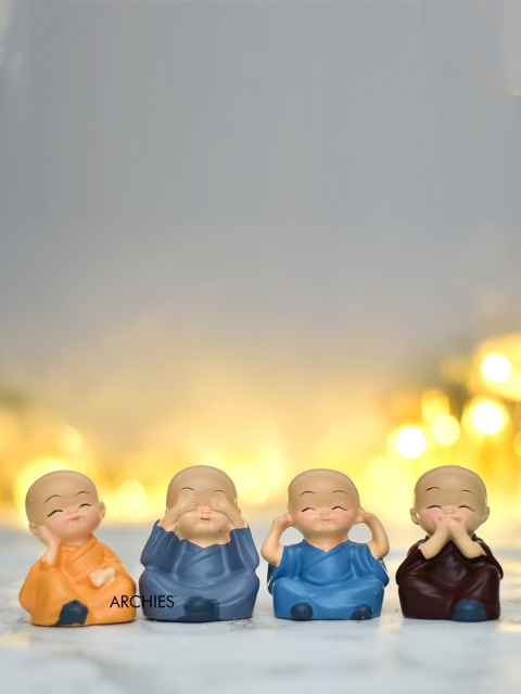 

Archies Multicoloured Set of 4 Mini Buddha Monks Showpiece, Multi