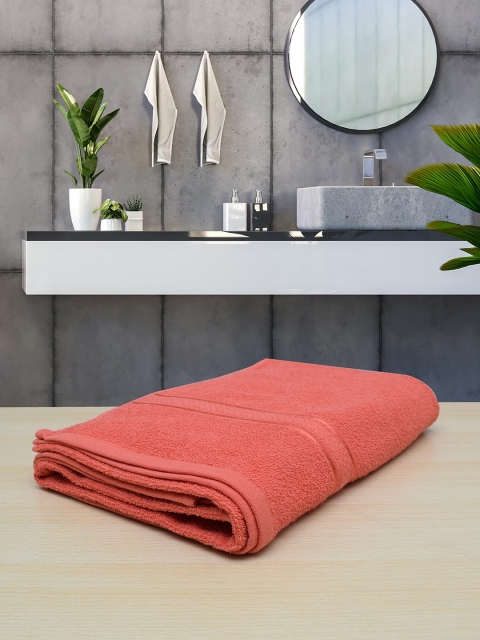 

RANGOLI Coral Coloured Solid Pure Cotton 380 GSM Quick Dry Bath Towel