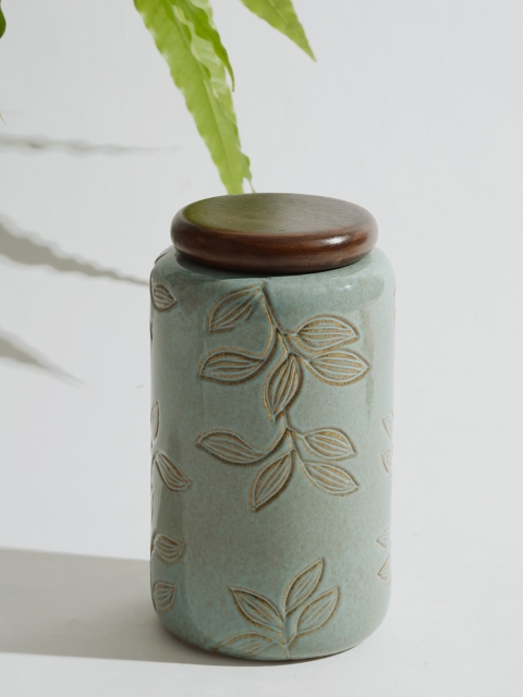 

Fabindia Green Ceramic Wood Zarqa Debossing Mallard Med Jar 1600 ml