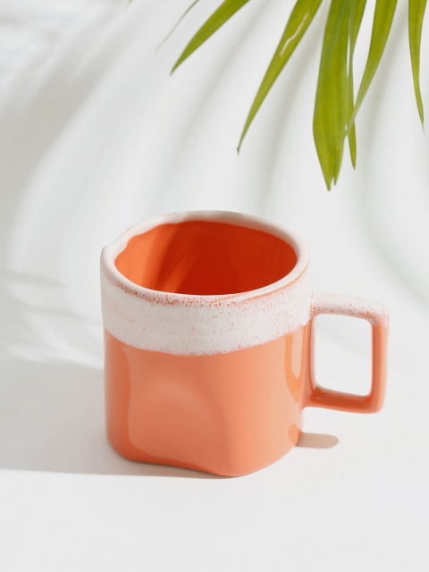 

Fabindia Rust & White Solid Ceramic Glazed Glossy Mug