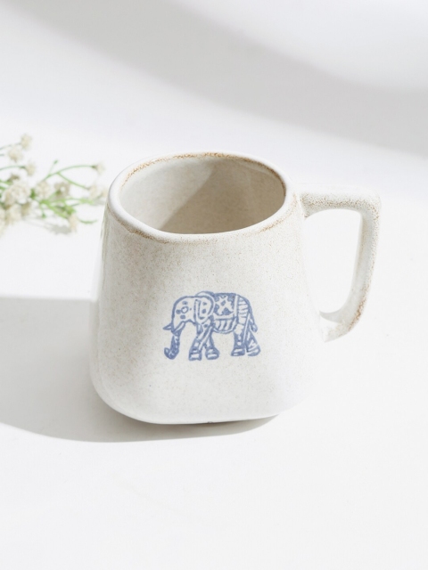 

Fabindia White & Blue Printed Ceramic Glossy Mug