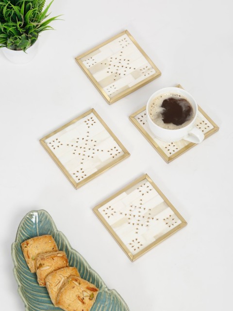 

Fabindia Unisex Set Of 6 Beige & Cream-Coloured Cutwork Coasters
