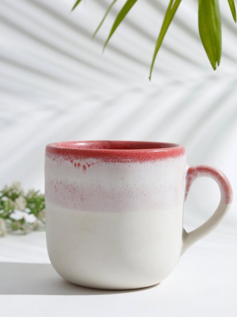 

Fabindia Pink & White Solid Ceramic Glazed Glossy Mug
