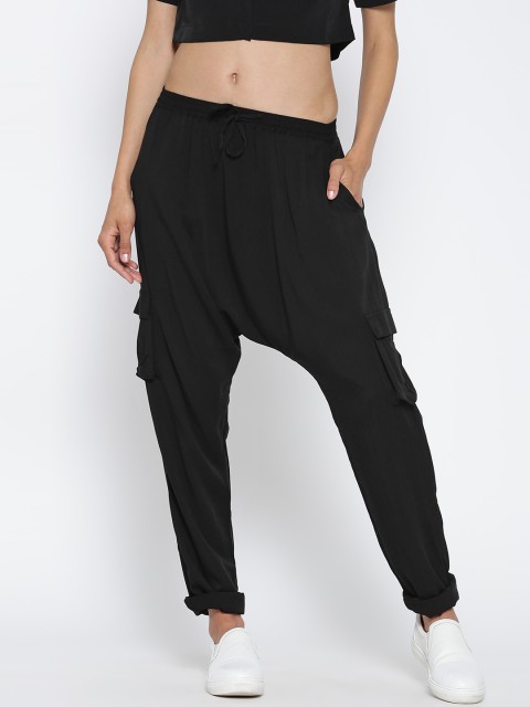 

Vero Moda Women Black Solid Regular Fit Cargo Trousers