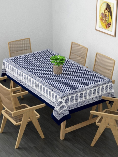 

Gulaab Jaipur Indigo Handblock Printed 6 Seater Cotton Table Cover, Blue