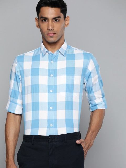 

Indian Terrain Men Blue Slim Fit Buffalo Checked Casual Shirt