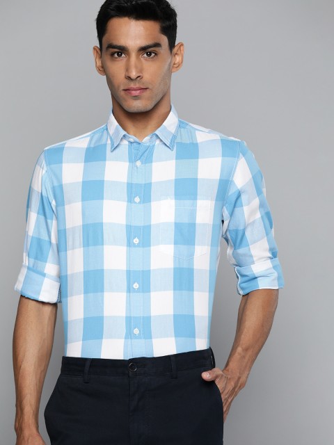 

Indian Terrain Men Blue Slim Fit Buffalo Checked Casual Shirt