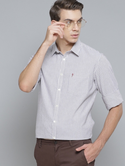 

Indian Terrain Men Blue Slim Fit Opaque Striped Casual Shirt