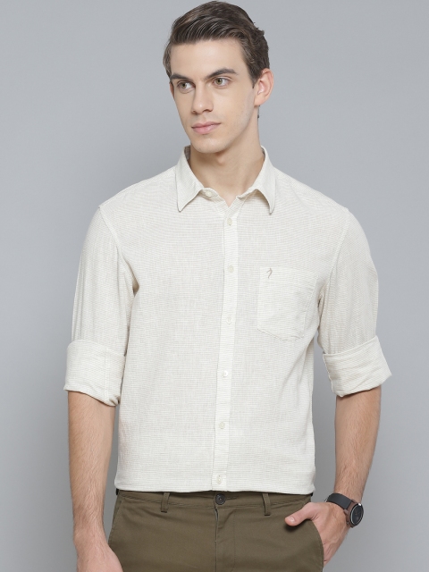 

Indian Terrain Men Beige Slim Fit Horizontal Stripes Opaque Striped Casual Shirt