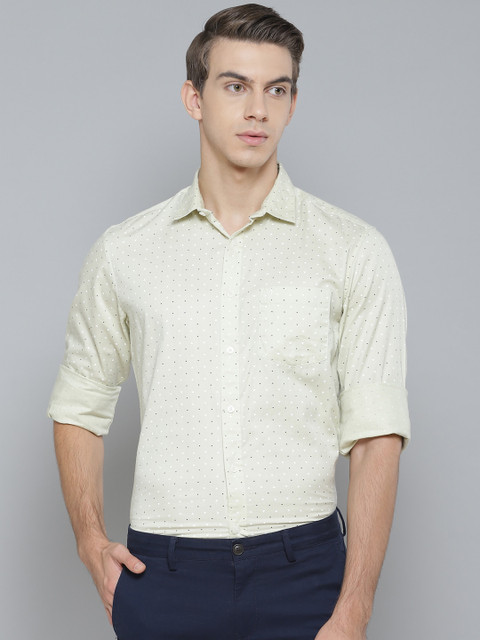 

Indian Terrain Men Light Pistachio Green Slim Fit Ditsy Print Pure Cotton Casual Shirt