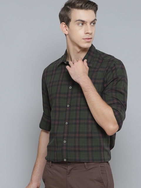 

Indian Terrain Men Green Pure Cotton Slim Fit Tartan Checks Opaque Checked Casual Shirt