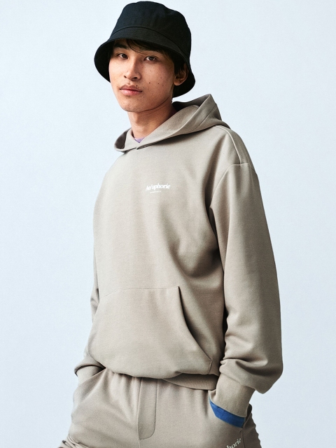 

H&M Men Grey & Beige Solid Relaxed Fit Hoodie