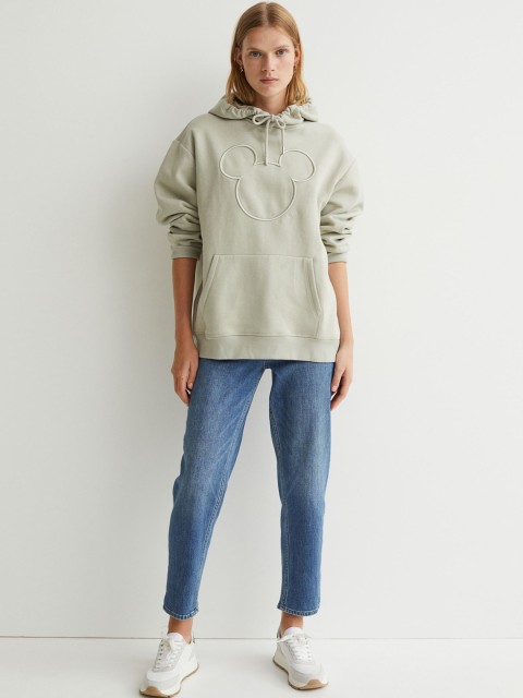 

H&M Women Green Motif-Front Hoodie