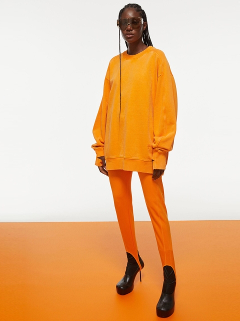 

H&M Women Orange Solid Oversized Sweatshirt