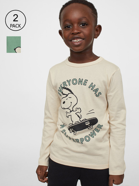 

H&M Boys White & Green 2-Pack Printed Jersey Tops