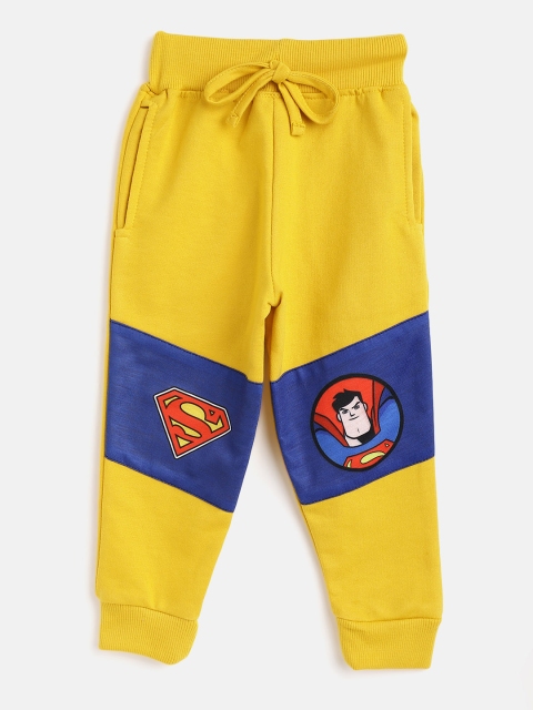 

Eteenz Boys Mustard Yellow & Blue Colourblocked Joggers with Spiderman Print Detail