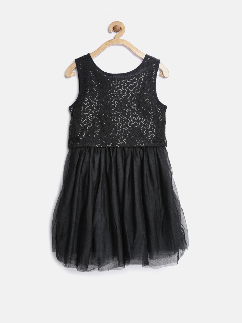 

United Colors of Benetton Girls Black Sequinned Fit & Flare Dress