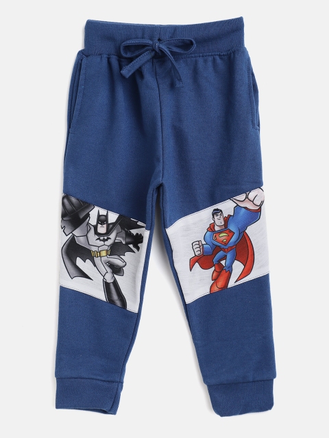 

Eteenz Boys Navy Blue & Grey Melange Superheroes Print Cotton Joggers