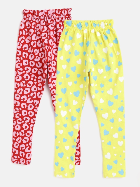 

Eteenz Girls Pack of 2 Printed Cotton Ankle Length Leggings, Yellow