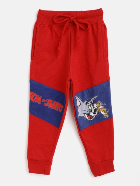 

Eteenz Boys Maroon & Navy Blue Tom & Jerry Printed Pure Cotton Joggers